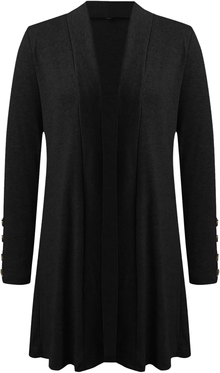 2023 Women's Draped Front Open Cardigan Casual Lightweight Coat Long Sleeve Cardigans Sweaters Duster Fall Long Jacket