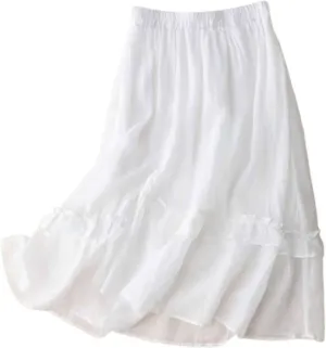 2025 Trendy Skirts for Women Solid Elastic High Waisted Tiered Frill Ruffled Flowy Skorts Summer Casual Loose Skirt