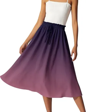ADHOWBEW Long Skirts for Women A Line Midi Length Ruffle Plus Size Trendy High Waisted Cute Casual Flowy Beach Spring Skirts