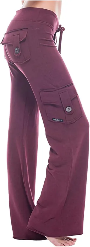 aihihe Cargo Pants for Women Bootcut Yoga Pants Wide Leg Sweatpants Plus Size Gym Workout Fitness Trousers with Button Pocket