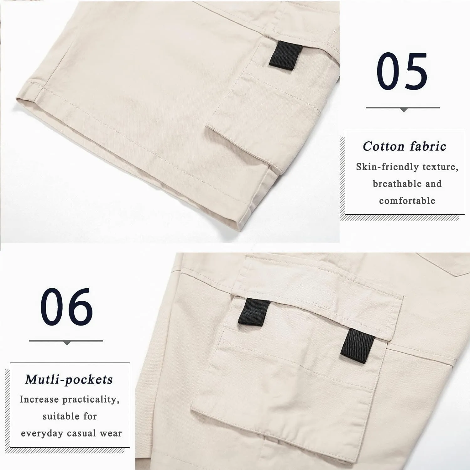 APTRO Men's Cargo Shorts Elastic Waistband Drawstring Summer Casual Cotton Big & Tall Relaxed Fit Work Shorts