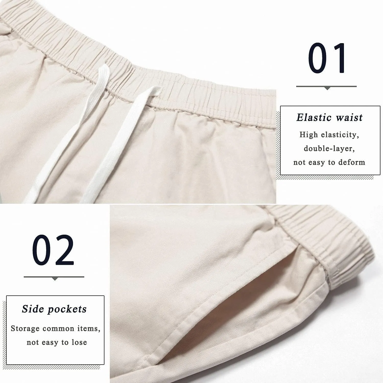 APTRO Men's Cargo Shorts Elastic Waistband Drawstring Summer Casual Cotton Big & Tall Relaxed Fit Work Shorts