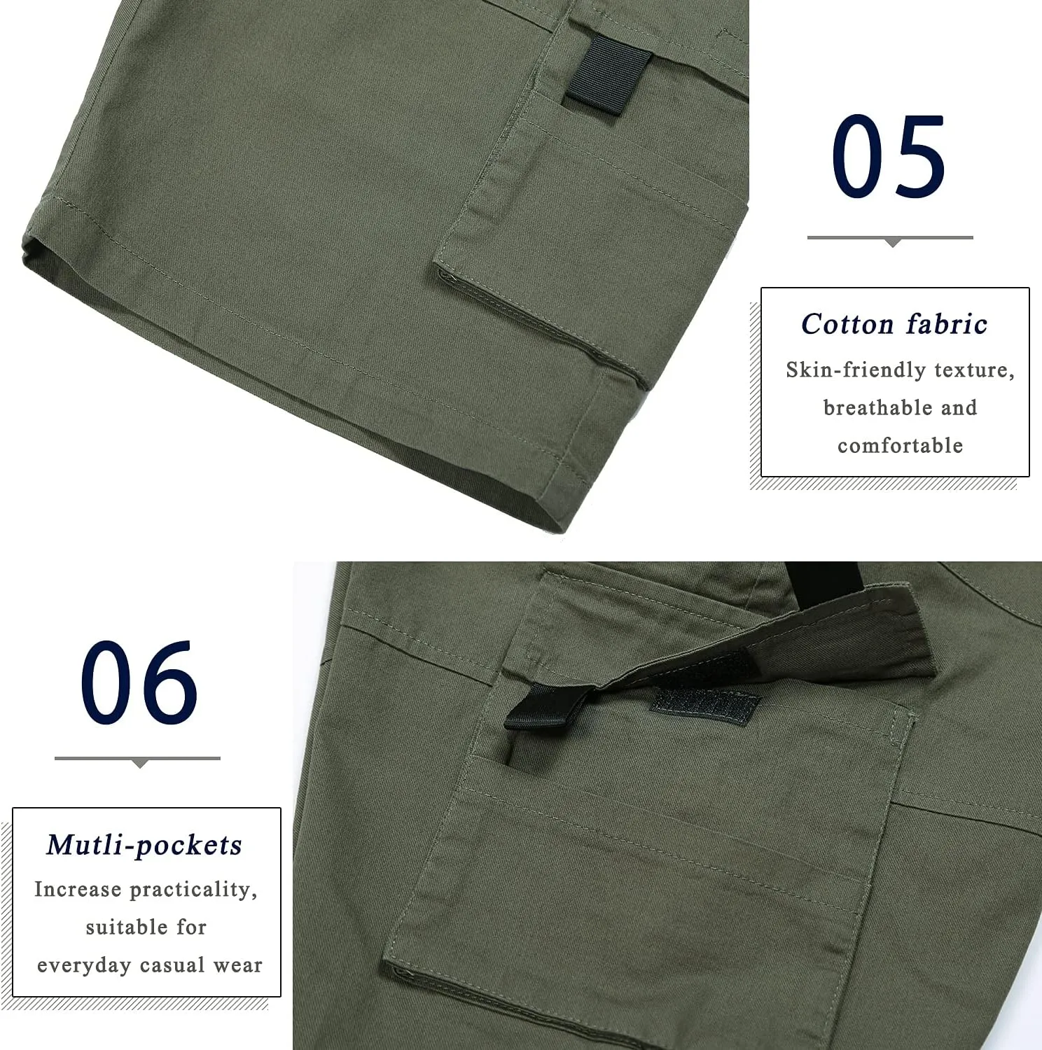 APTRO Men's Cargo Shorts Elastic Waistband Drawstring Summer Casual Cotton Big & Tall Relaxed Fit Work Shorts