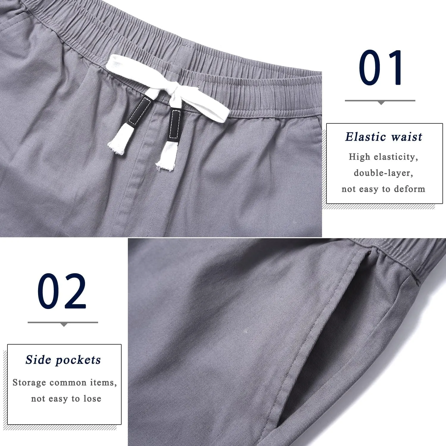 APTRO Men's Cargo Shorts Elastic Waistband Drawstring Summer Casual Cotton Big & Tall Relaxed Fit Work Shorts