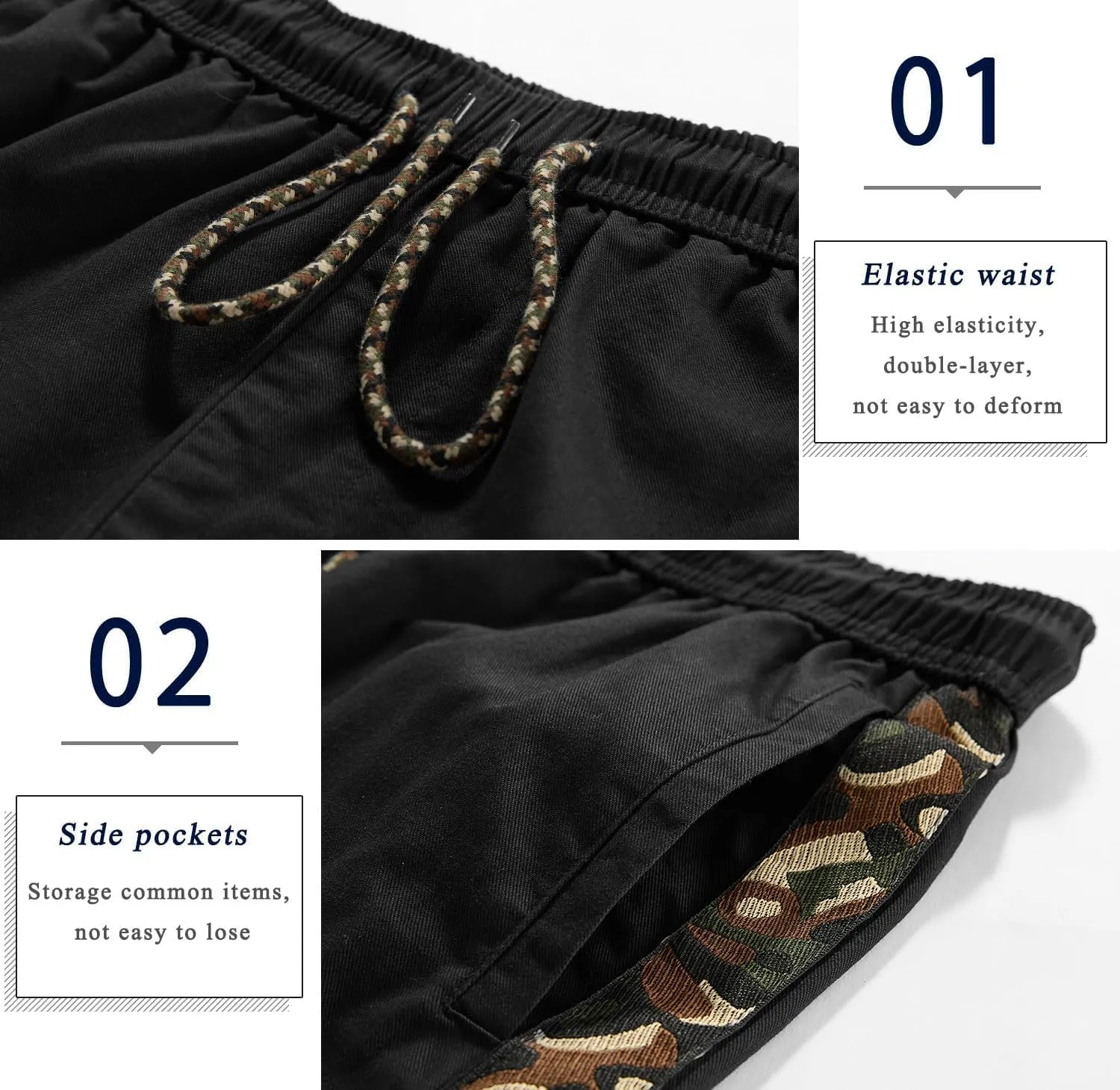 APTRO Men's Cargo Shorts Elastic Waistband Drawstring Summer Casual Cotton Big & Tall Relaxed Fit Work Shorts