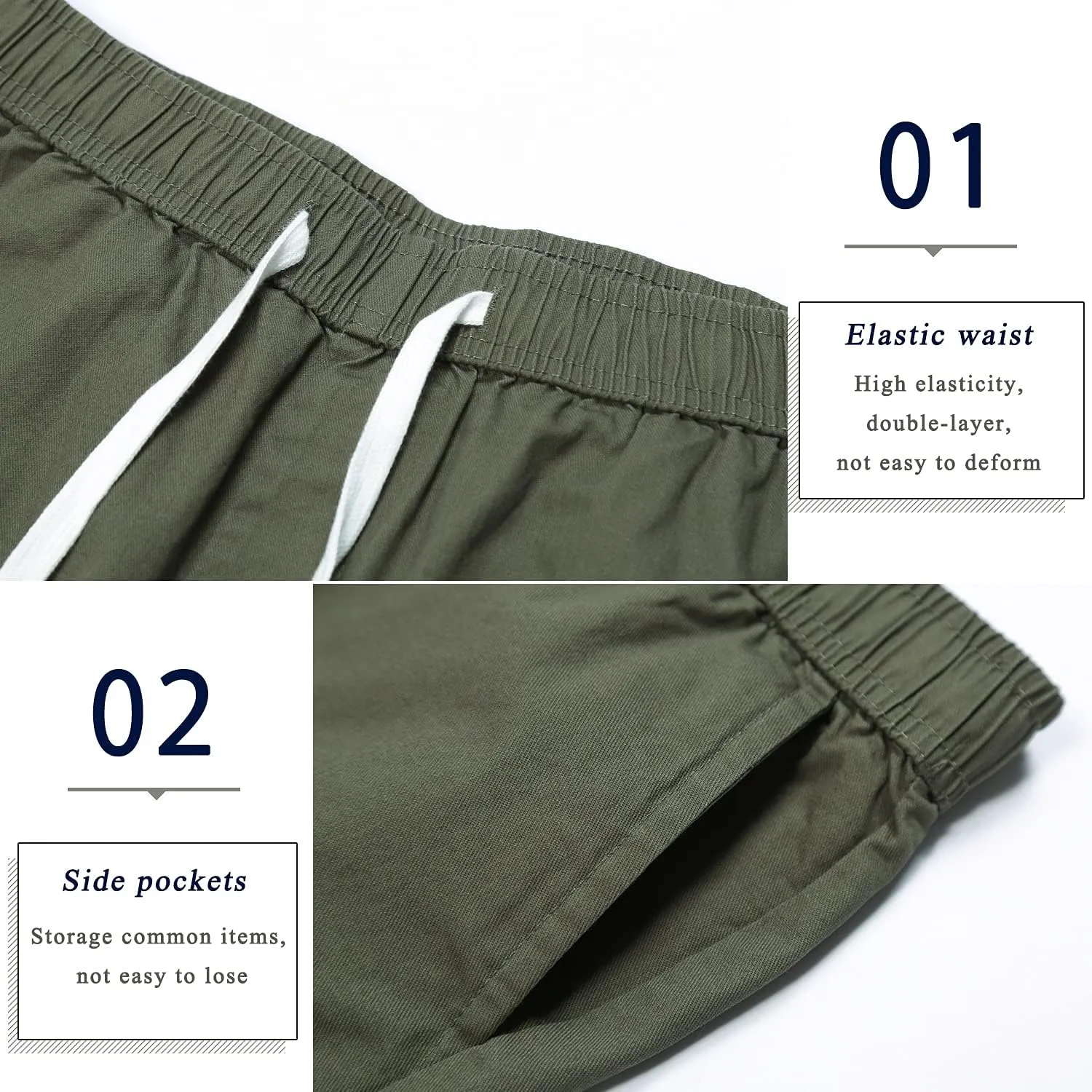 APTRO Men's Cargo Shorts Elastic Waistband Drawstring Summer Casual Cotton Big & Tall Relaxed Fit Work Shorts
