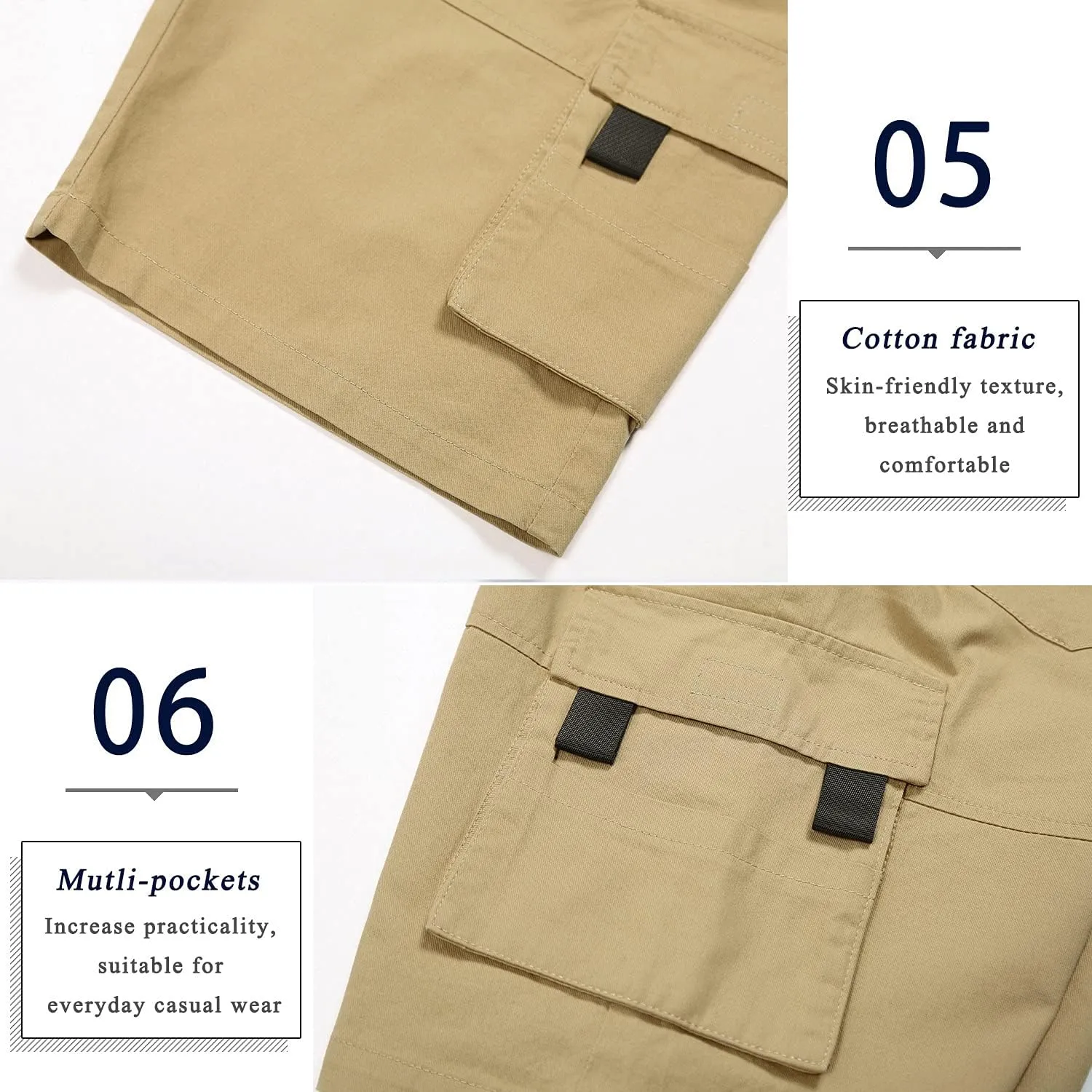 APTRO Men's Cargo Shorts Elastic Waistband Drawstring Summer Casual Cotton Big & Tall Relaxed Fit Work Shorts