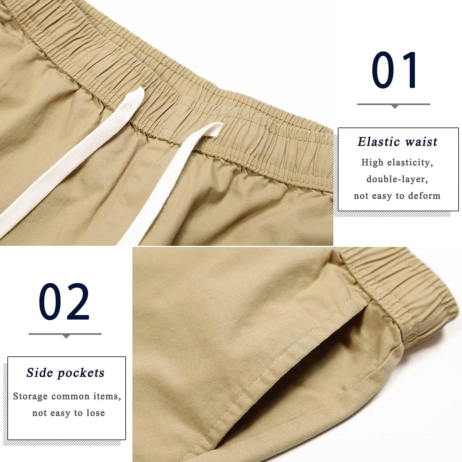 APTRO Men's Cargo Shorts Elastic Waistband Drawstring Summer Casual Cotton Big & Tall Relaxed Fit Work Shorts