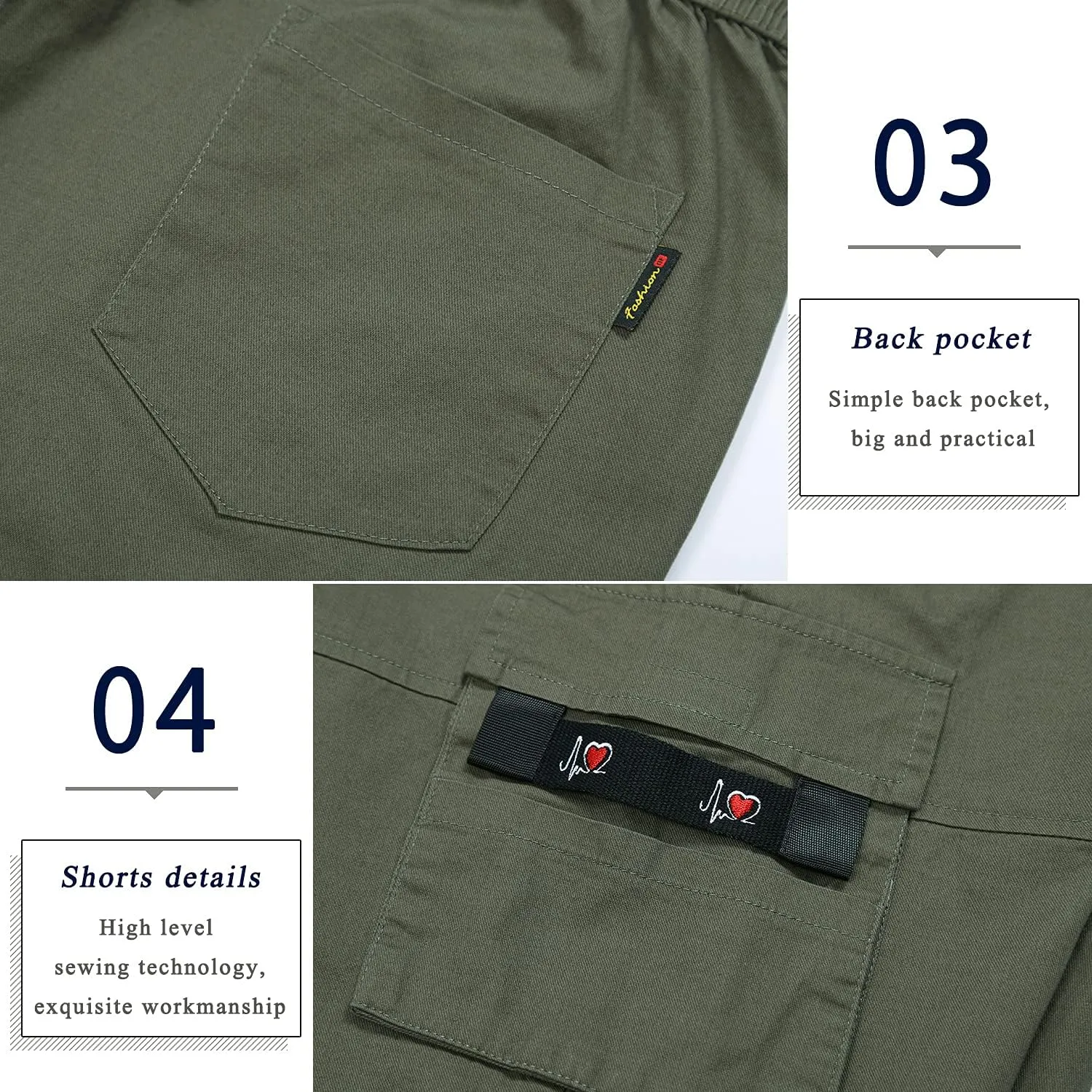 APTRO Men's Cargo Shorts Elastic Waistband Drawstring Summer Casual Cotton Big & Tall Relaxed Fit Work Shorts