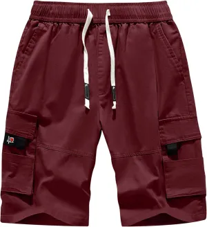APTRO Men's Cargo Shorts Elastic Waistband Drawstring Summer Casual Cotton Big & Tall Relaxed Fit Work Shorts