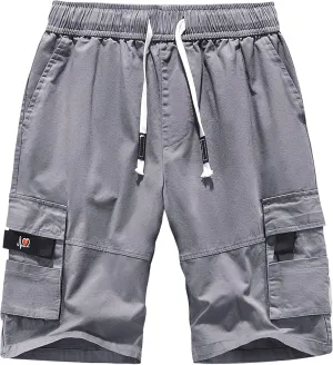 APTRO Men's Cargo Shorts Elastic Waistband Drawstring Summer Casual Cotton Big & Tall Relaxed Fit Work Shorts