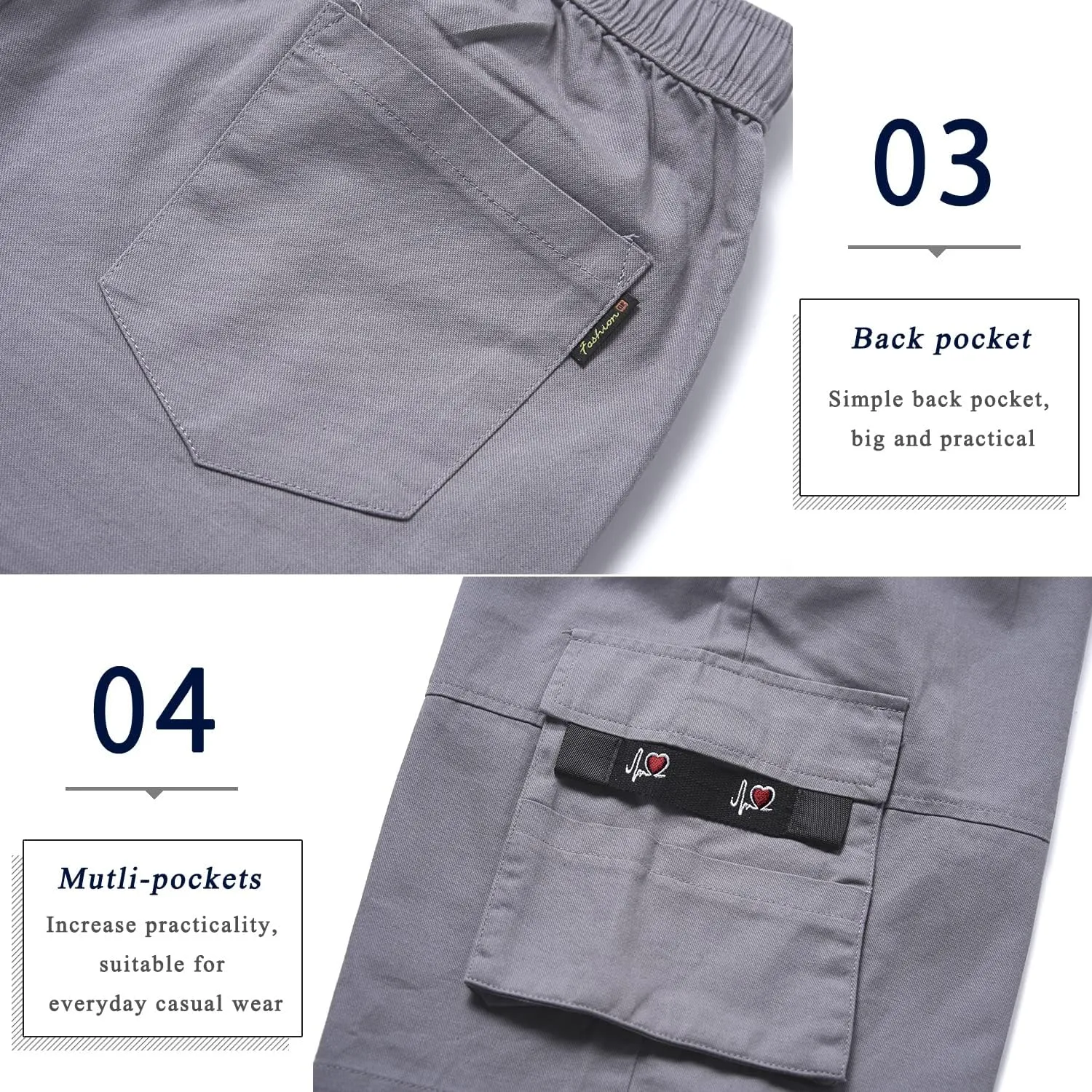 APTRO Men's Cargo Shorts Elastic Waistband Drawstring Summer Casual Cotton Big & Tall Relaxed Fit Work Shorts