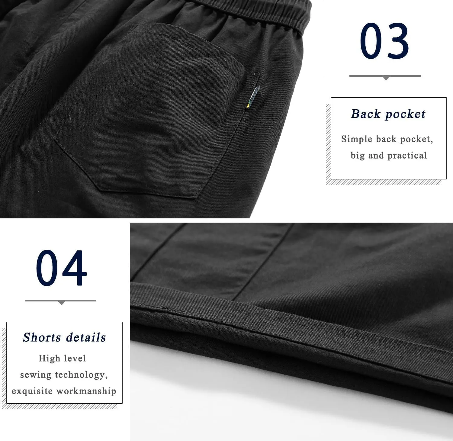 APTRO Men's Cargo Shorts Elastic Waistband Drawstring Summer Casual Cotton Big & Tall Relaxed Fit Work Shorts