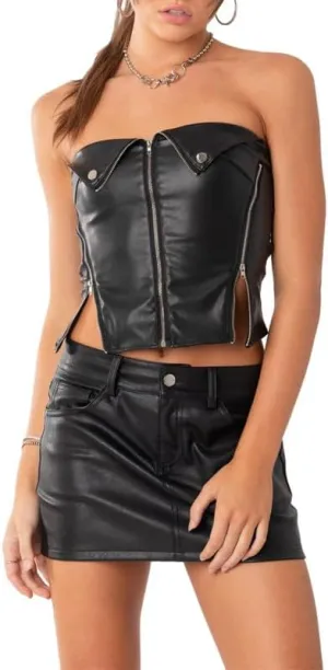 Argeousgor Women Sexy Two Piece Skirt Sets Strapless Hollow Out Tube Tops Bodycon Mini Skirts Night Party Club Outfit