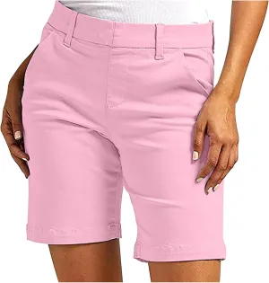 Athletic Shorts for Women High Waisted Chino Pants Straight Leg Short Pants Hiking Summer Shorts with Pockets 2025