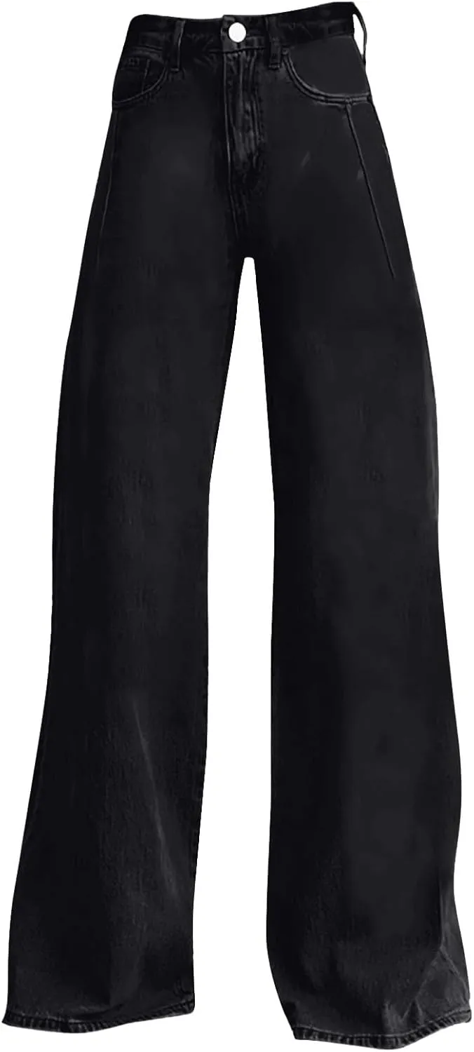 Baggy Jeans Pant for Women 2025 Summer Casual Wide Leg Sweatpant Jeans Print Denim Vintage Pant 90s Y2K Streetwear