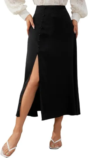 Beach Causal Women's Skirt Button Slit Skirt Maxi Women