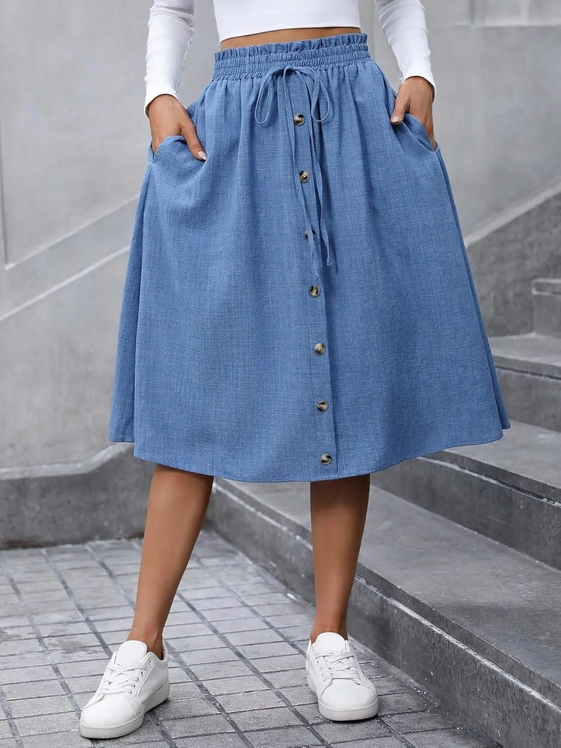 Beach Causal Women's Skirt Women Denim A-Line Skirt Loose Fit for Autumn