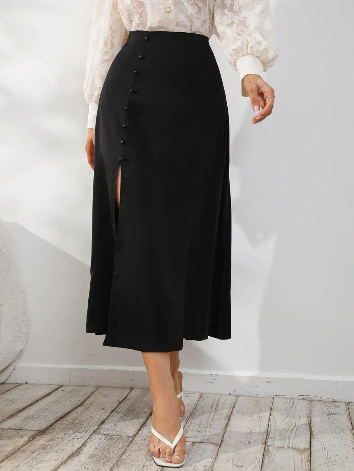 Beach Skirts Button Slit Skirt Maxi Women