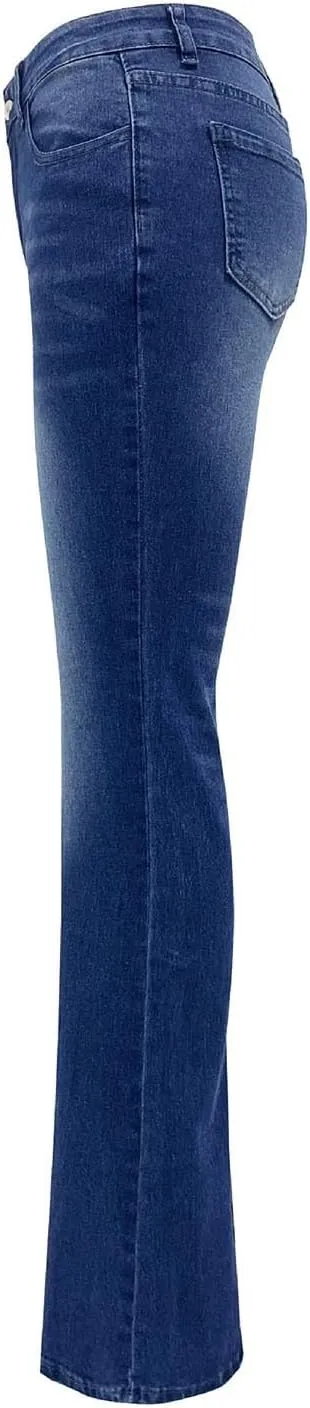 Bell Bottom Jeans for Women Ripped Skinny Bell Bottom Ladies Elastic Skinny Flared Raw Hem Flare Denim Pants