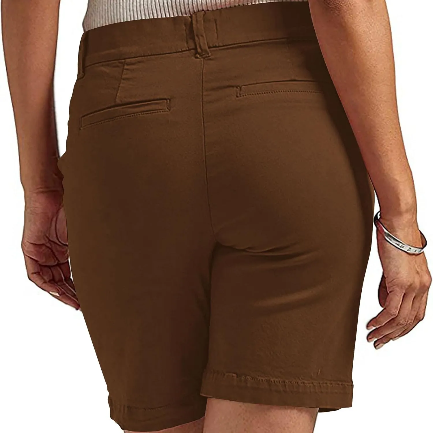 Bermuda Shorts for Women Stretchy Dressy Casual High Waisted Lounge Short Pants Straight Leg Hiking Vacation Outfits