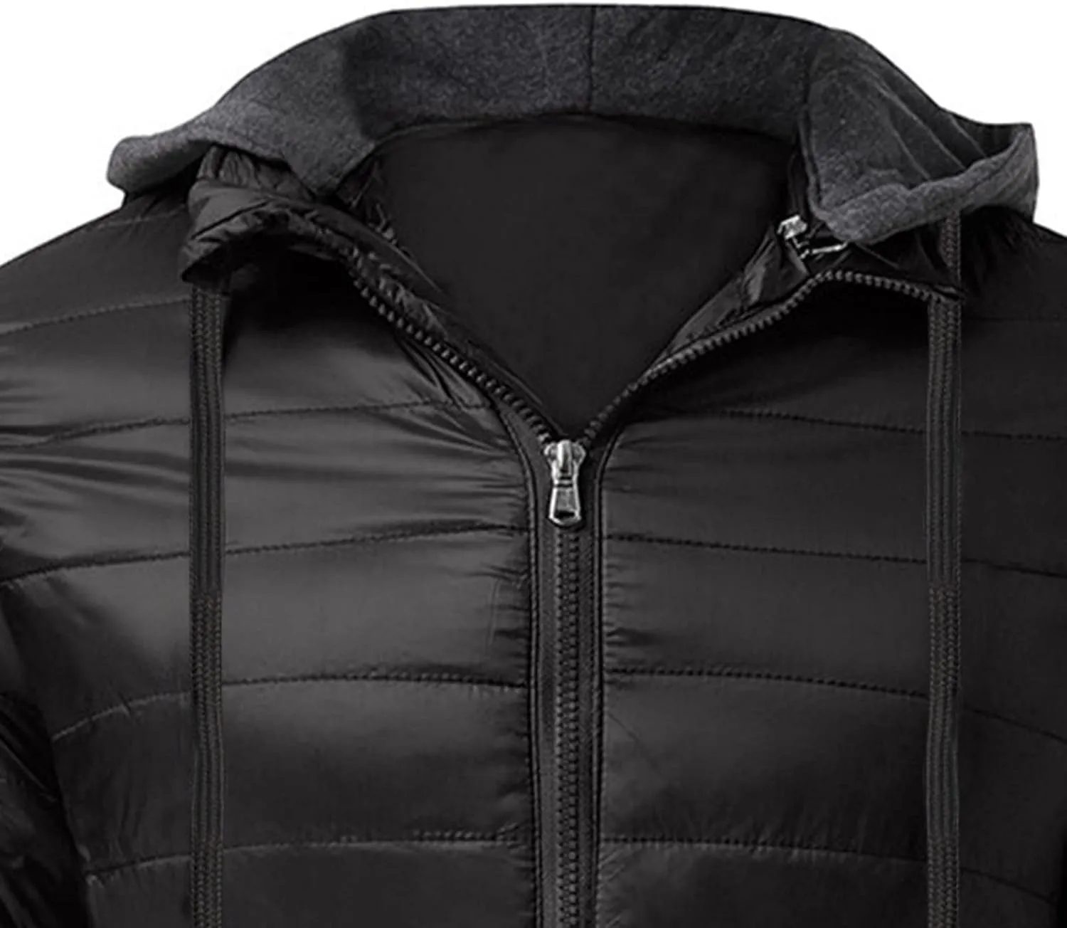 BIFUTON Lightweight Puffer Jacket with Hood Men Warm Thick Down Hoodie Full Zip Puffy Coat for Hiking Travel Winter Outwears