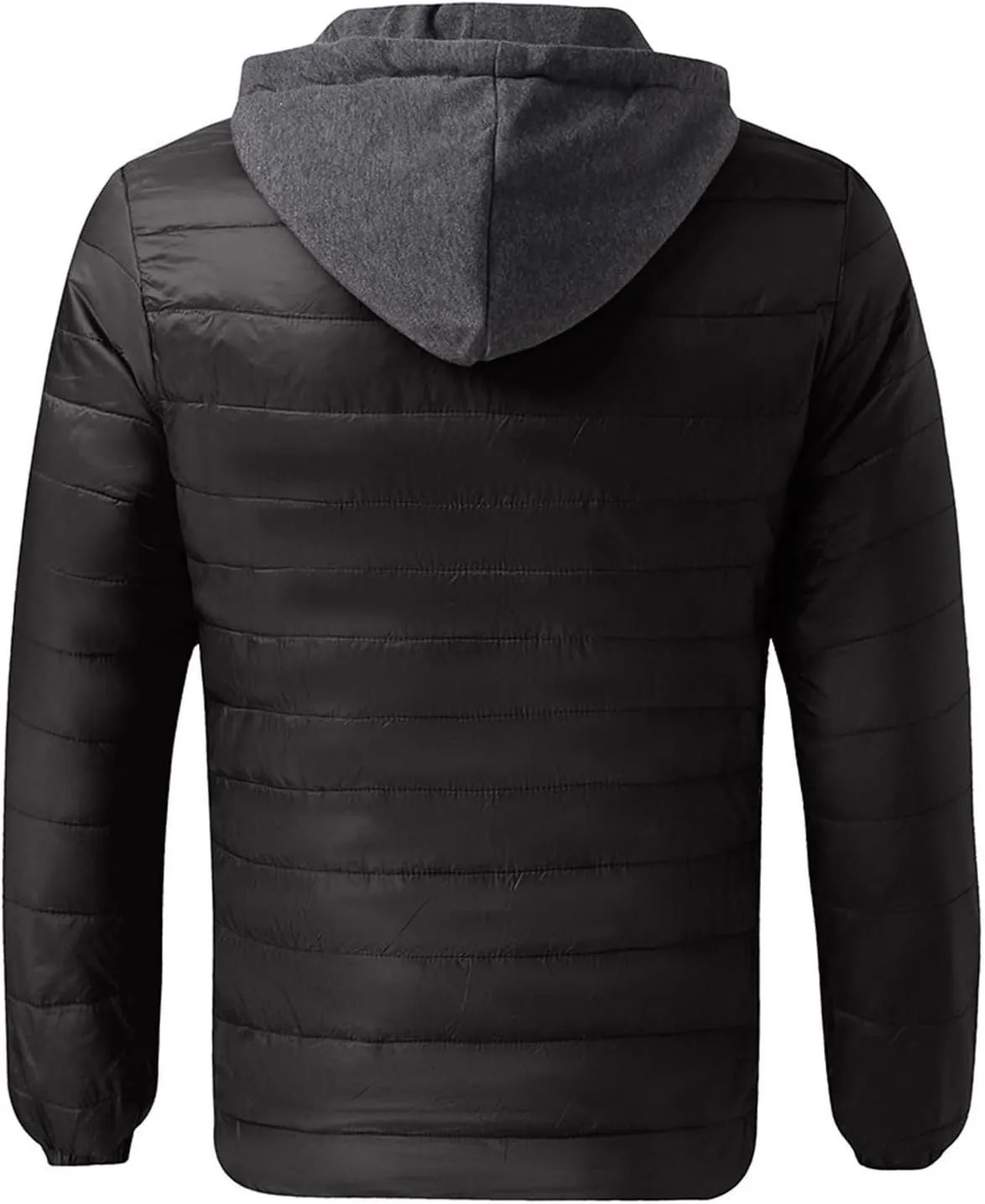 BIFUTON Lightweight Puffer Jacket with Hood Men Warm Thick Down Hoodie Full Zip Puffy Coat for Hiking Travel Winter Outwears