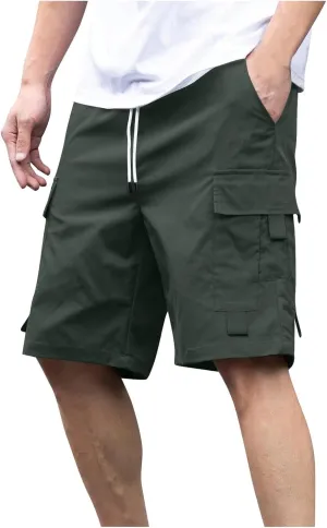 Big and Tall Cargo Shorts Drawstring Elastic Waist Outdoor Sweatshort Summer Casual Workout Gym Hiking Jogger Pockets