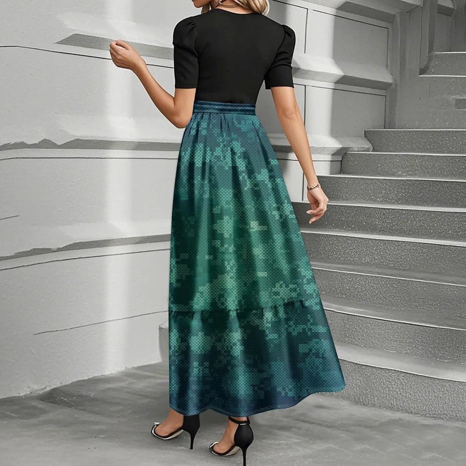 Boho Maxi Dresses Summer Tie Waist Church Dresses Short Sleeve Floral Wrap Dress Cute Beach Wedding with Belt