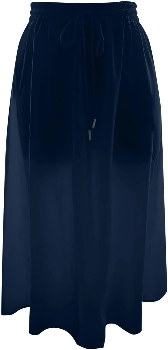 Boho Skirts for Women Lightweight Drawstring High Waisted Trendy Summer Flowy Floral Midi Skirts with Pockets