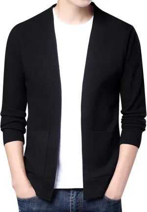 Cardigan Men, Mens Shawl Collar Cardigan Sweater Cable Knit Slim Fit Long Sleeve Winter Fisherman Casual Cardigans