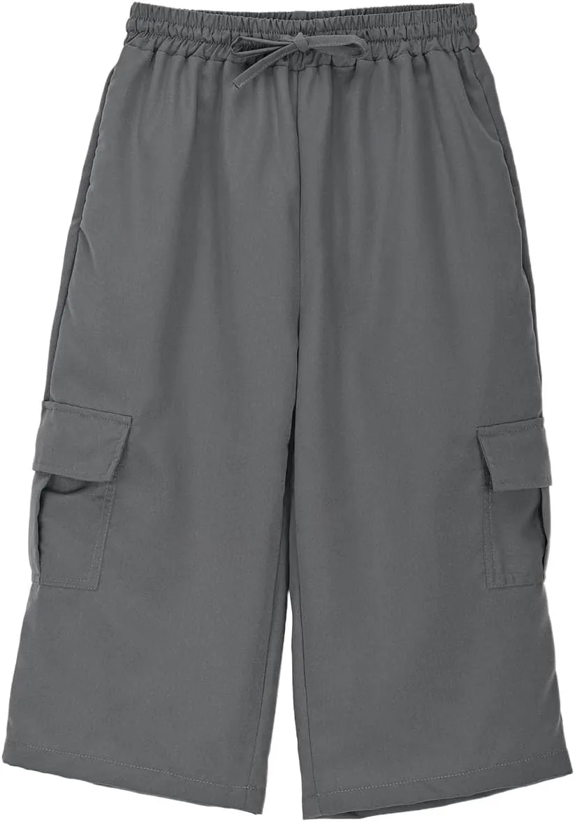 Cargo Shorts for Boys Capri Pants 3/4 Joggers Athletic Khaki Shorts School Uniform Quick Dry Cargo Pants Sweatpants