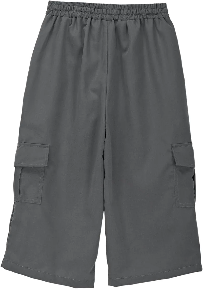 Cargo Shorts for Boys Capri Pants 3/4 Joggers Athletic Khaki Shorts School Uniform Quick Dry Cargo Pants Sweatpants