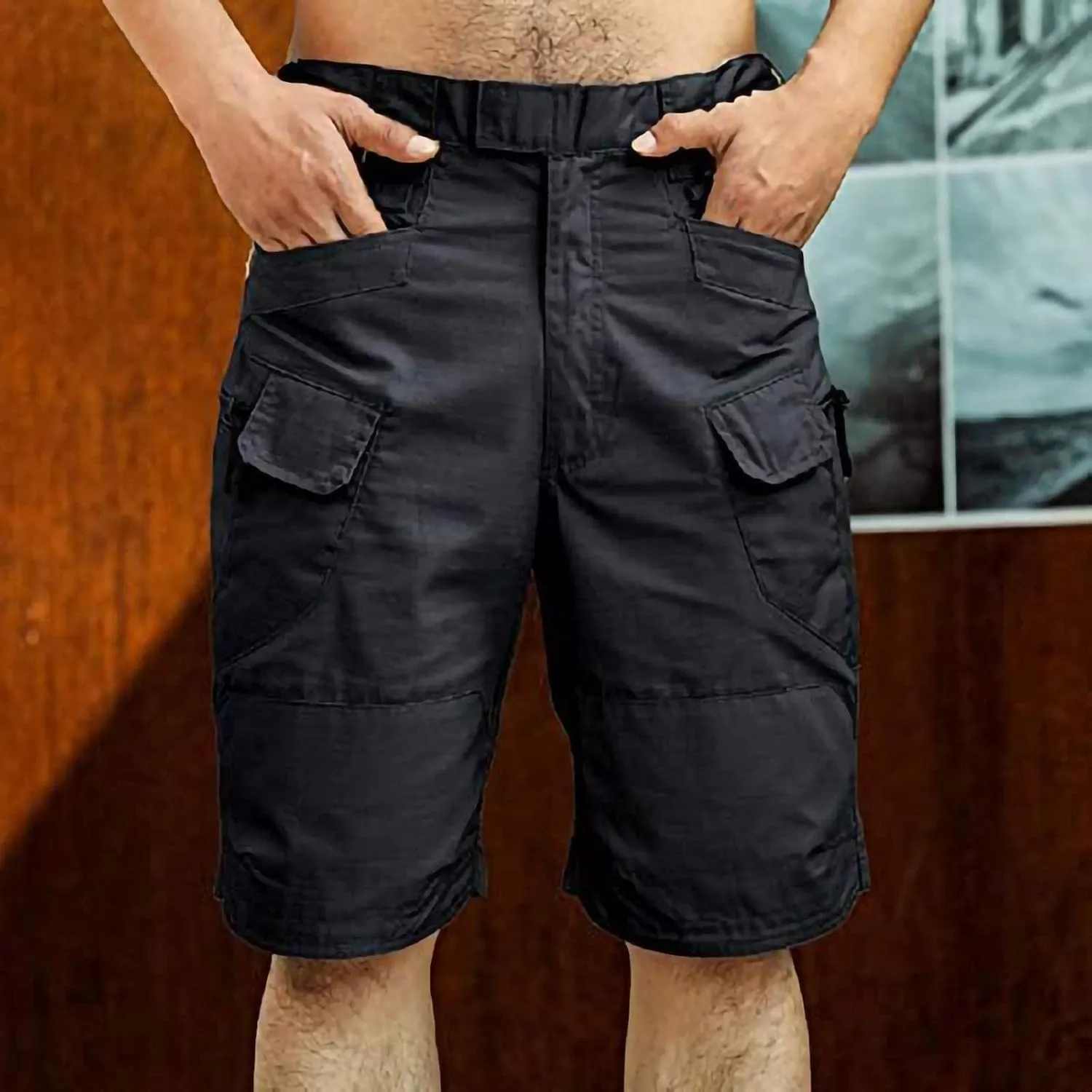 Cargo Shorts for Men Summer Outdoor Tactical Pants Solid/Patriotic Printed Military SweatShorts with Multi Pocket