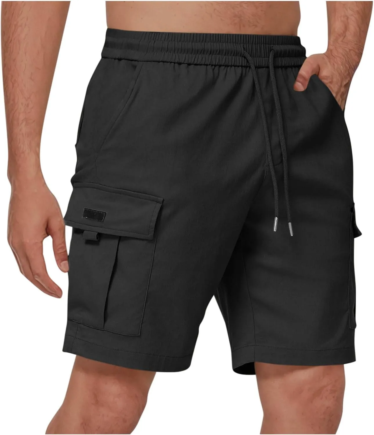 Cargo Shorts for Mens Elastic Waist Lightweight Stretchy Work Shorts Summer Casual Gym Workout Pants with Pockets