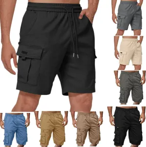 Cargo Shorts for Mens Elastic Waist Lightweight Stretchy Work Shorts Summer Casual Gym Workout Pants with Pockets