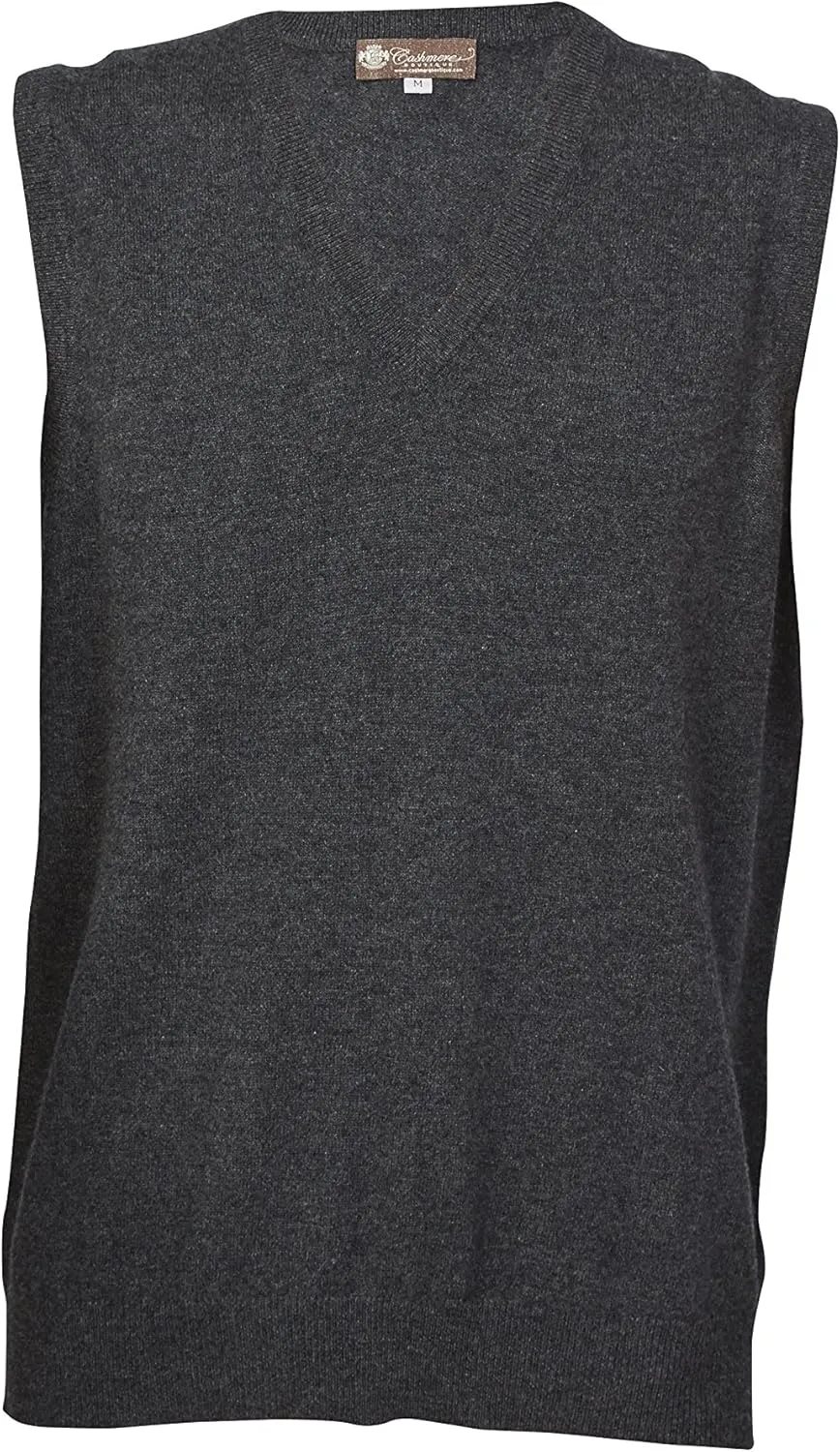Cashmere Boutique 100% Pure Cashmere Pullover V Neck Sleeveless Sweater for Men – Classic, Vest Style, Soft and Warm Sweater