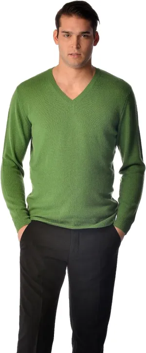 Cashmere Boutique 100% Pure Cashmere Spring Pullover V Neck Sweater Men – Long Sleeve, Lightweight, Soft and Warm Sweater