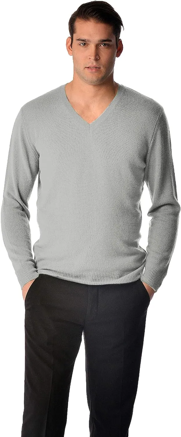 Cashmere Boutique 100% Pure Cashmere Spring Pullover V Neck Sweater Men – Long Sleeve, Lightweight, Soft and Warm Sweater