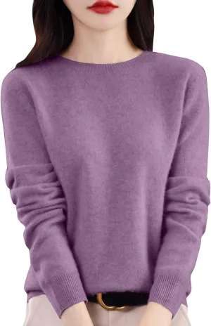 Cashmere Sweaters for Women Comfort Pullover Fashion Spring Casual Crewneck Sweater Dressy Long Sleeve Trendy Jumper