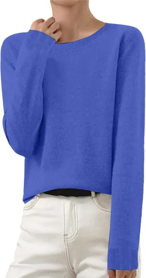 Cashmere Sweaters for Women Long Sleeve Casual Sweater Crewneck Outfits Winter Fashion Solid Color Pullover Sweater