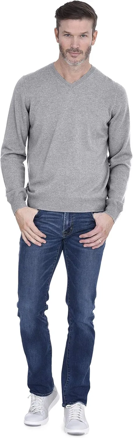 Cashmeren Men’s Basic V-Neck Sweater 100% Pure Cashmere Long Sleeve Classic Pullover