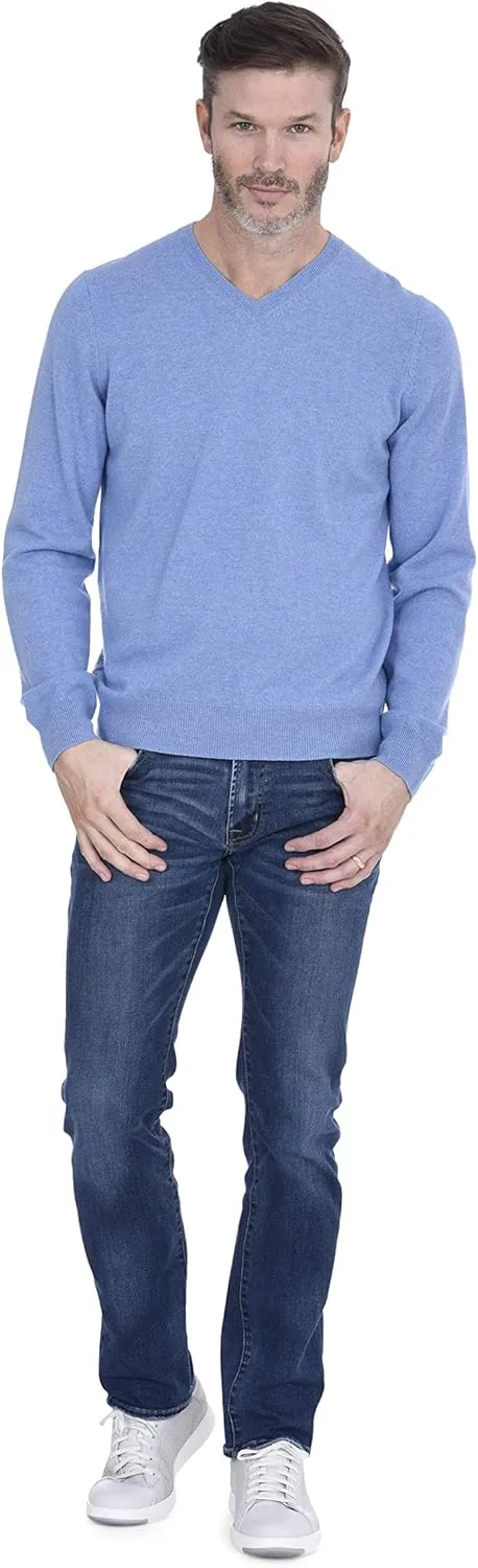 Cashmeren Men’s Basic V-Neck Sweater 100% Pure Cashmere Long Sleeve Classic Pullover