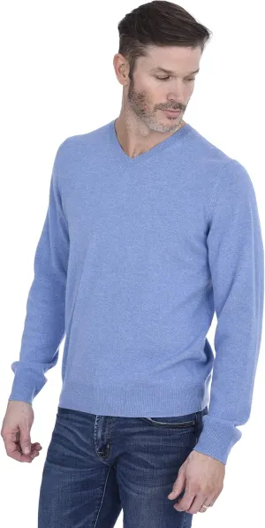 Cashmeren Men’s Basic V-Neck Sweater 100% Pure Cashmere Long Sleeve Classic Pullover