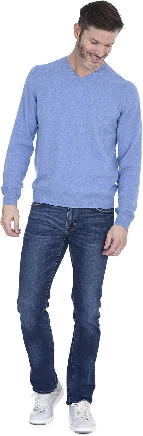 Cashmeren Men’s Basic V-Neck Sweater 100% Pure Cashmere Long Sleeve Classic Pullover