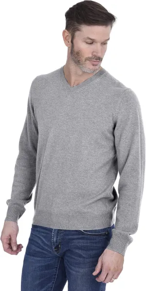 Cashmeren Men’s Basic V-Neck Sweater 100% Pure Cashmere Long Sleeve Classic Pullover