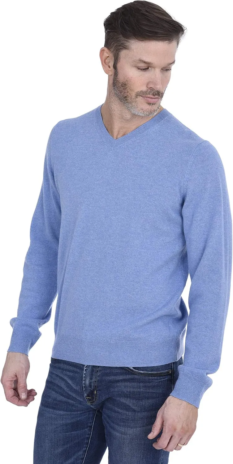 Cashmeren Men’s Basic V-Neck Sweater 100% Pure Cashmere Long Sleeve Classic Pullover