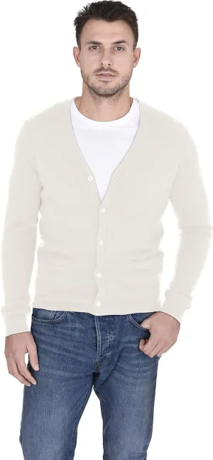Cashmeren Men's Button Down Cardigan 100% Pure Cashmere Classic Knit V-Neck Sweater