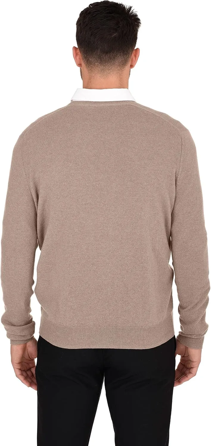 Cashmeren Men's Button Down Cardigan 100% Pure Cashmere Classic Knit V-Neck Sweater