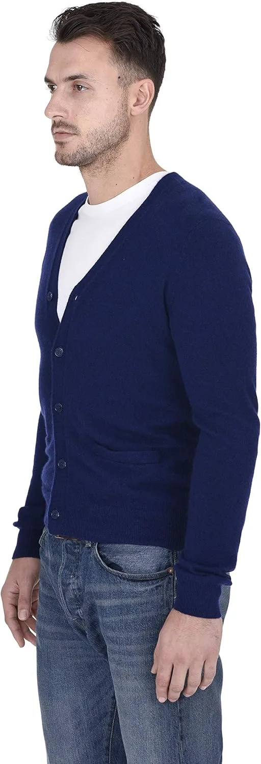 Cashmeren Men's Button Down Cardigan 100% Pure Cashmere Classic Knit V-Neck Sweater